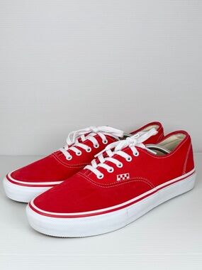 Vans Authentic Skate Red Canvas Sneakers Men’s Size 12 Skateboarding Shoes
